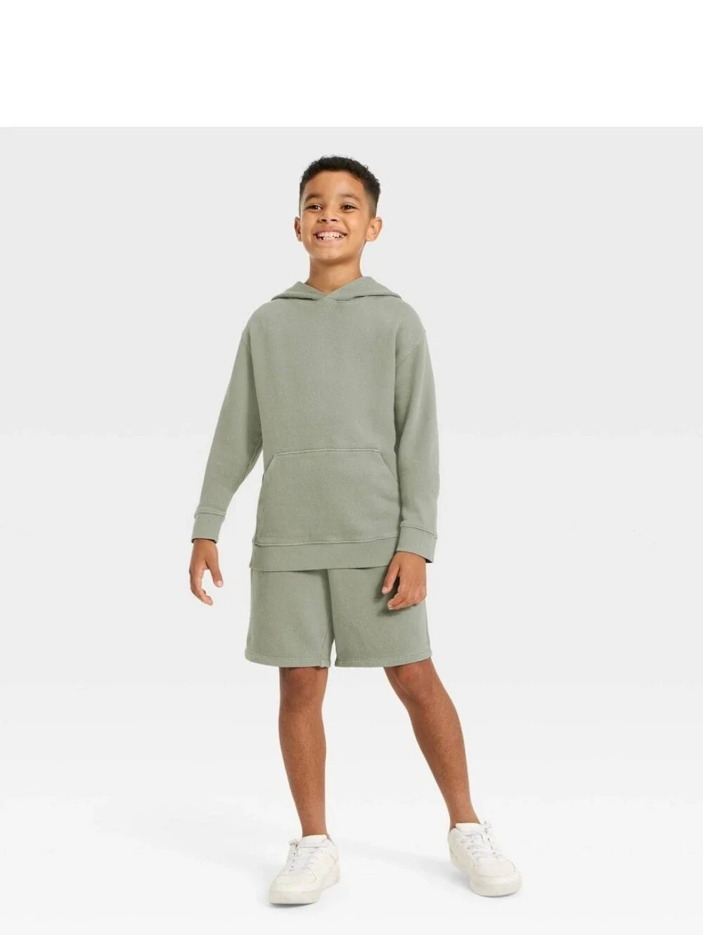 New!All In Motion Boys Sage Green French Terry Hoodie & Shorts Set Y2K Cottageco
